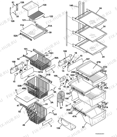 Взрыв-схема холодильника Electrolux ERL6298XX0 - Схема узла Housing, inner